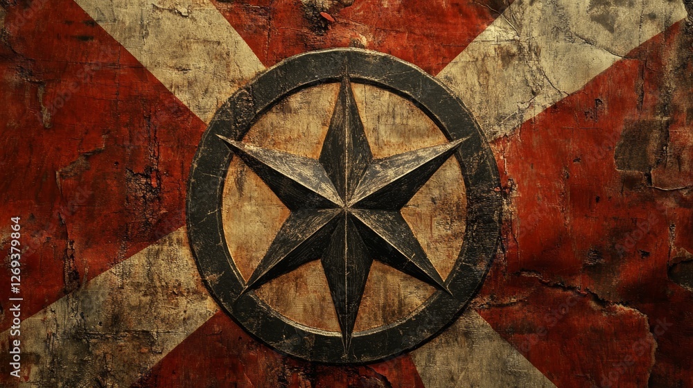 Fototapeta premium Aged Textured Symbol on Patriotic Background