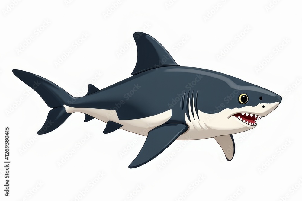 Fototapeta premium Colorful illustration of blacktip shark swimming gracefully through water. Concept highlights blacktip shark, showcasing its unique features and appeal in marine life.