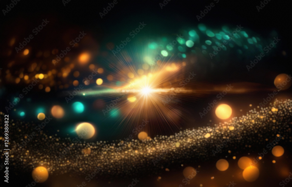 Fototapeta premium A bright, glowing starburst with radiating lines of light against a dark background.