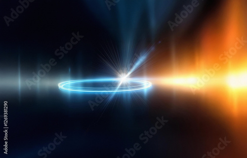 A bright  white light shines through the darkness with radiating rays.