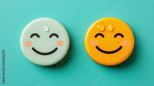 Wallpaper Mural Two Distinct Emojis Displaying Joy and Tears on Vibrant Background Torontodigital.ca