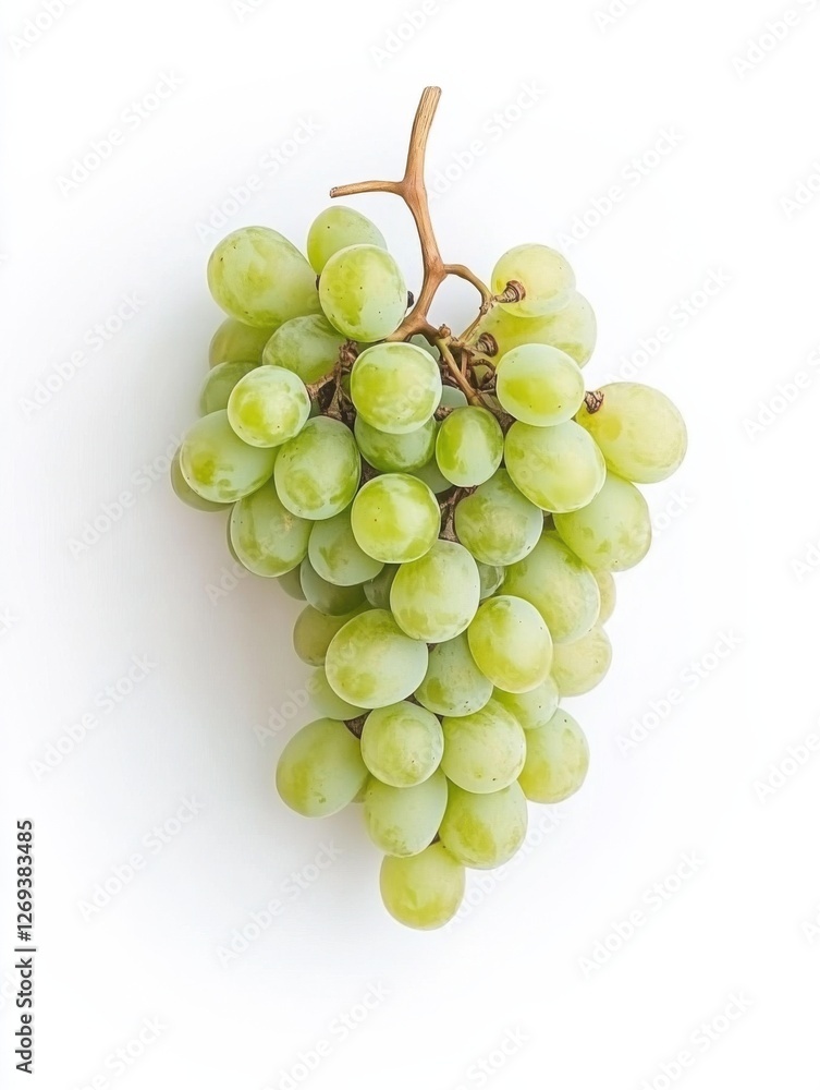 Close-up of fresh green grapes on white background Close-up of fresh green grapes on white background