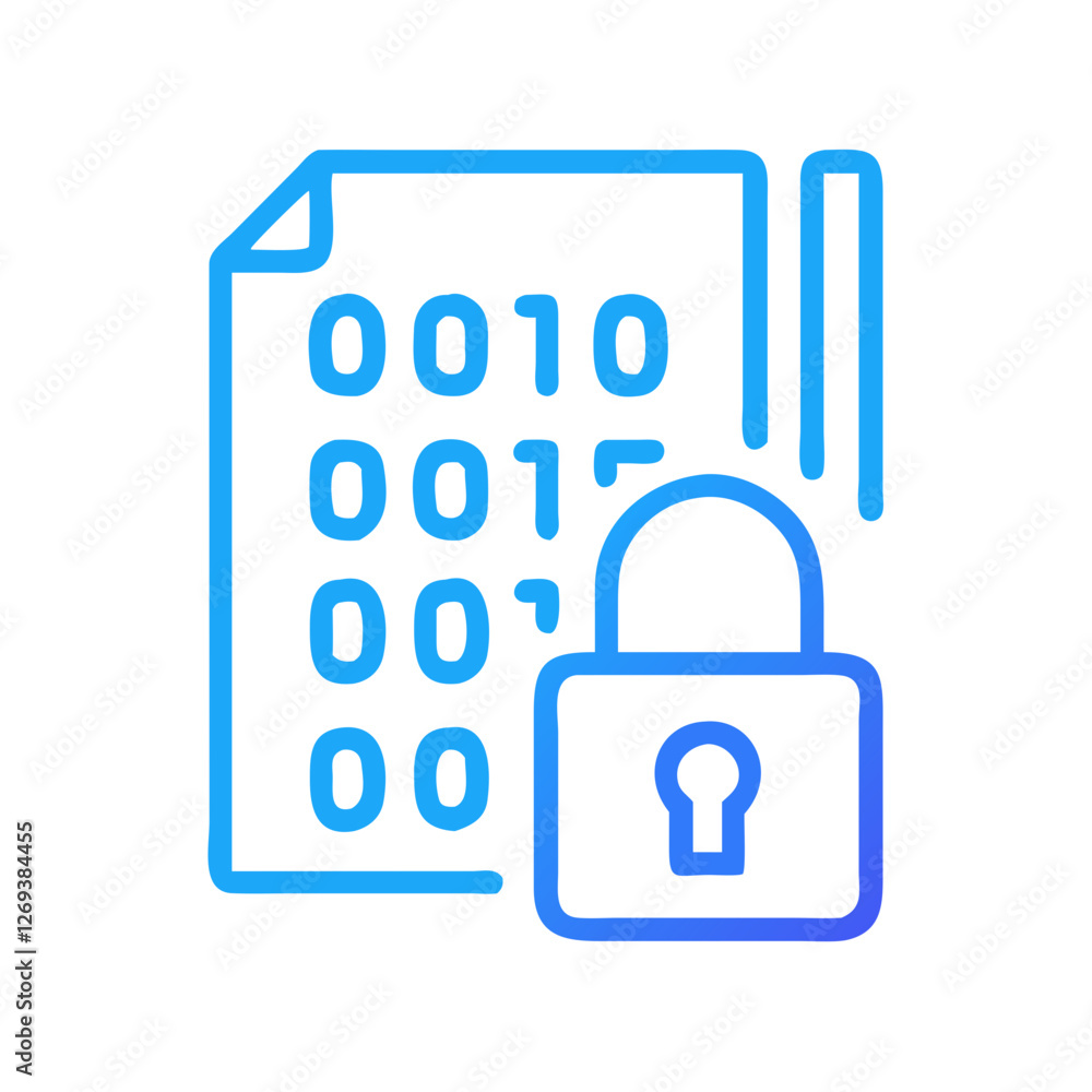 Data Encryption Icon Vector - Clean Minimalist Design for Secure VPNs Data Encryption Icon Vector - Clean Minimalist Design for Secure VPNs