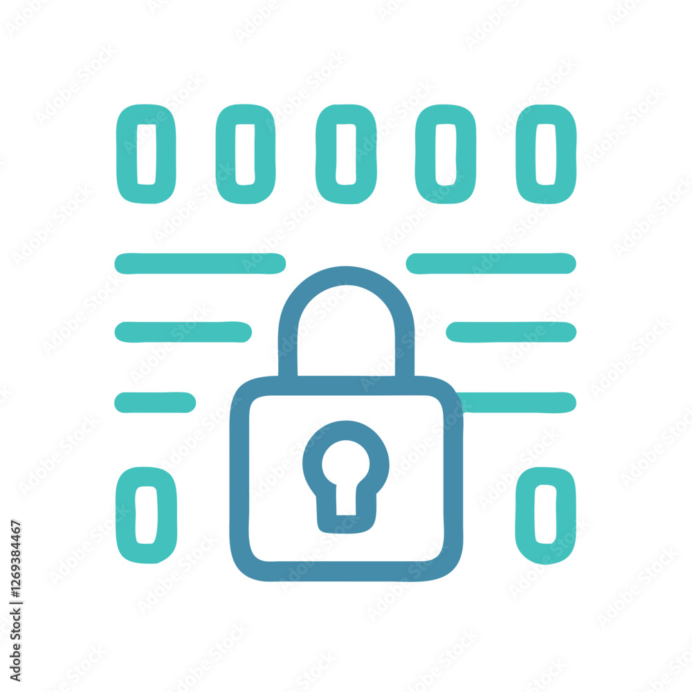 Data Encryption Icon Vector - Clean Minimalist Design for Secure VPNs Data Encryption Icon Vector - Clean Minimalist Design for Secure VPNs