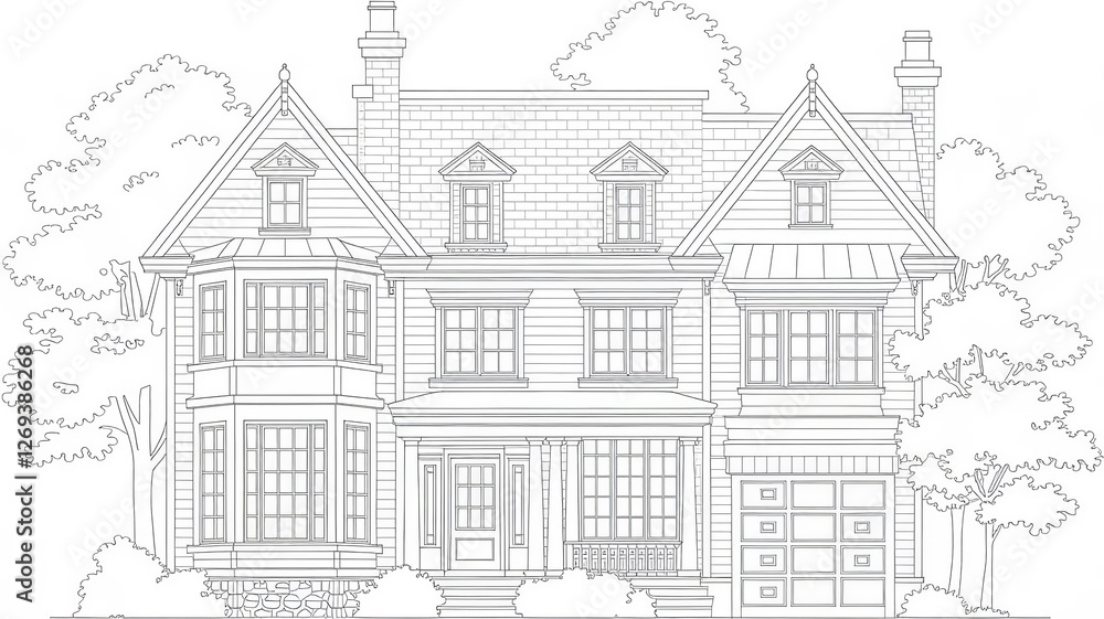 Snowy House Sketch – Christmas Tree Coloring Page Snowy House Sketch – Christmas Tree Coloring Page