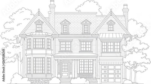 Wallpaper Mural Snowy House Sketch – Christmas Tree Coloring Page Torontodigital.ca