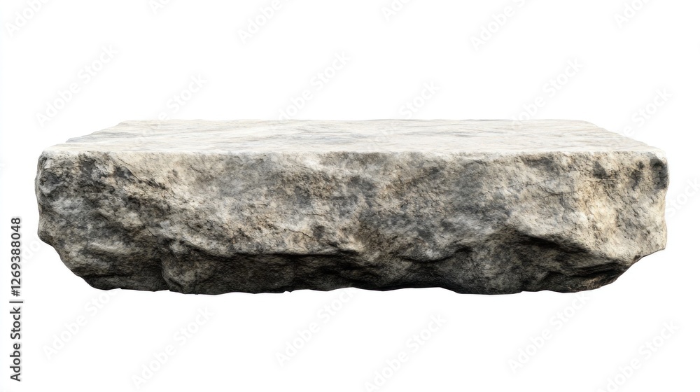 Fototapeta premium Rough grey stone slab isolated on white, product display