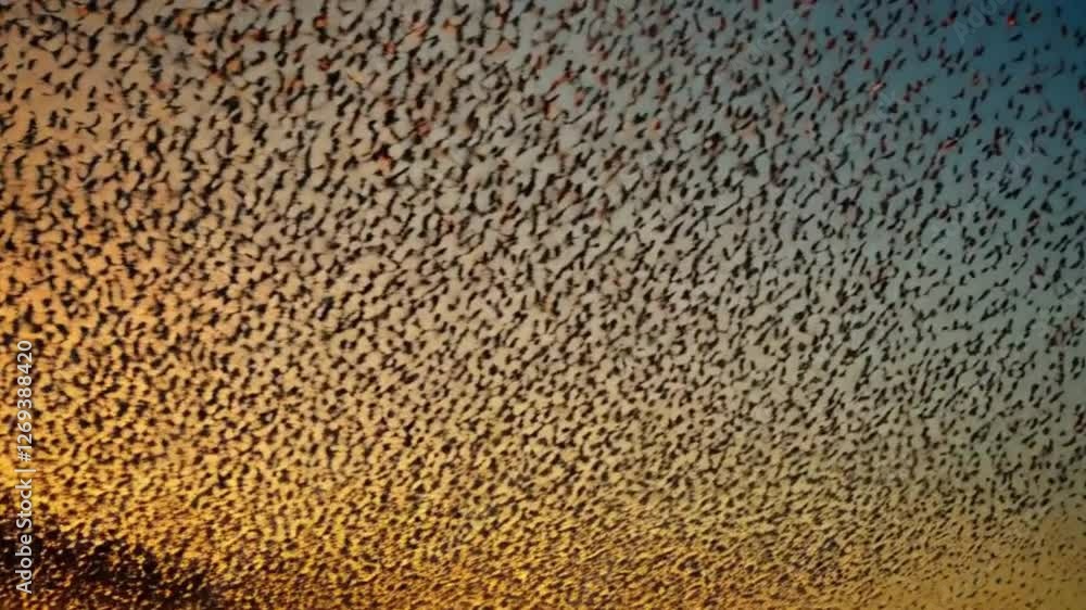 Starlings Real time video at sunset, Starlings outdoor natural horizontal. Starlings supper resolution 4k video Starlings Real time video at sunset, Starlings outdoor natural horizontal. Starlings supper resolution 4k video