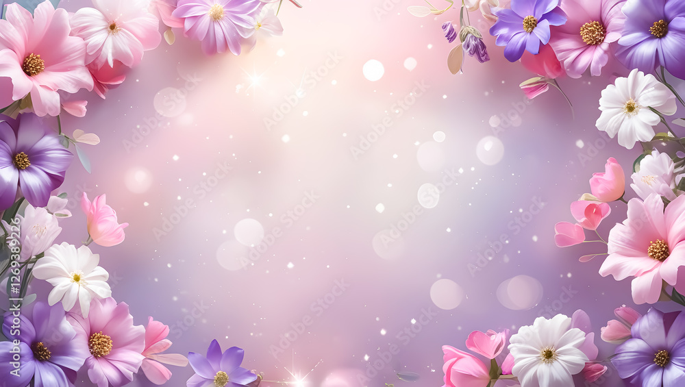 Fototapeta premium Serene Floral Arrangement: A Beautiful Frame of Nature