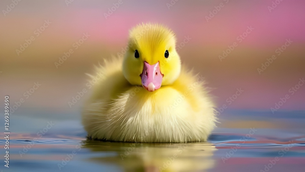 Floating Fluff An Ultra Realistic High Resolution Portrait of a Baby Duckling Drifting on Calm Water with Gentle Ripples and a Dreamy Pastel Backdrop Floating Fluff An Ultra Realistic High Resolution Portrait of a Baby Duckling Drifting on Calm Water with Gentle Ripples and a Dreamy Pastel Backdrop