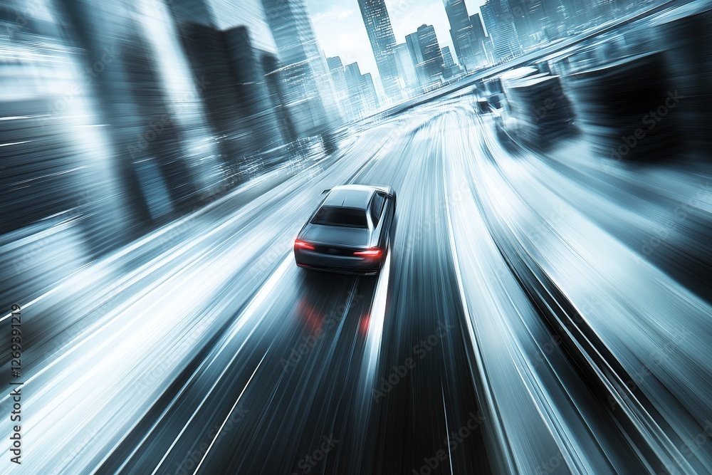 Dynamic Motion Blur of a Car in Urban Setting at Night Dynamic Motion Blur of a Car in Urban Setting at Night