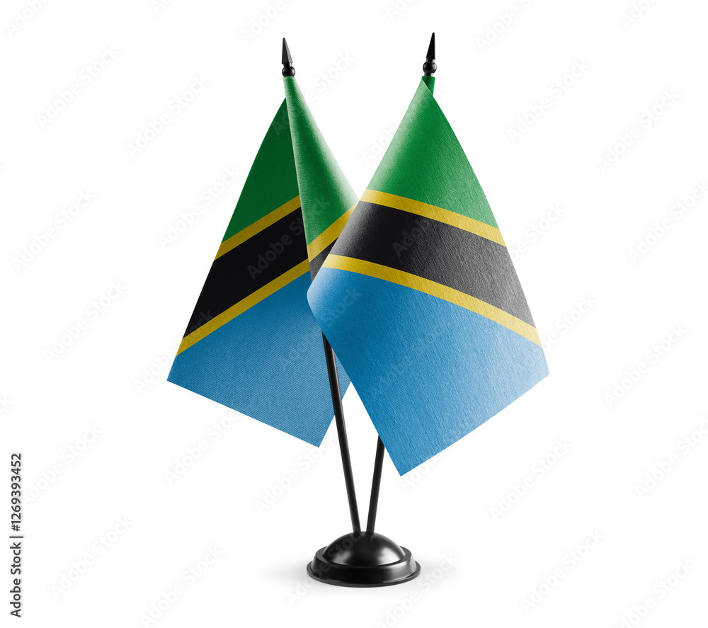 Small national flags of the Tanzania on a white background Small national flags of the Tanzania on a white background