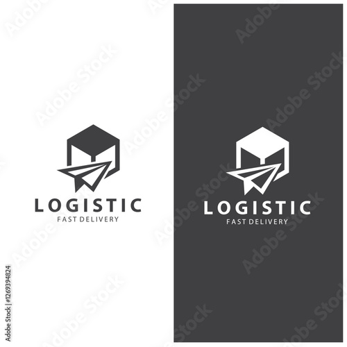 Logistic box logo  delivery logo  fast delivery template design and simple design
