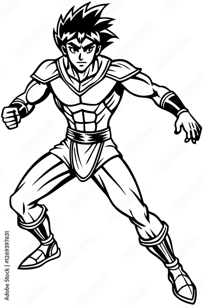 Fototapeta premium Anime colouring pages, Super hero colouring page for kids, coloring pages for kids