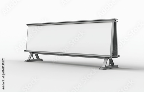 Wallpaper Mural A-board template with brushed metal frame. Blank white, brushed metallic outdoor advertising stand mockup set, isolated in 3D. Torontodigital.ca