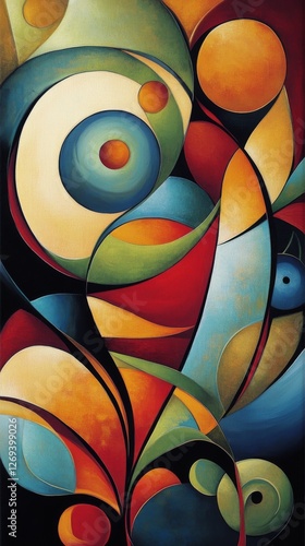 Vibrant abstract swirl pattern with bright colors and dynamic forms