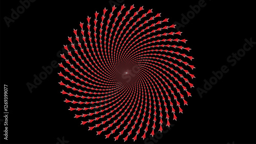 An optical illusion with a spiral pattern consisting of purple star-like shapes on a yellow to orange gradient background. This pattern creates an interesting visual effect and appears to be moving.