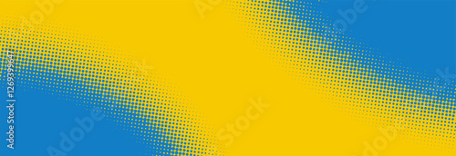 Yellow and blue pop art background in retro comics style with halftone dots design, vector illustration EPS10
