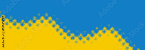 Bright blue and yellow pop art retro background with halftone in comics style, vector illustration EPS10