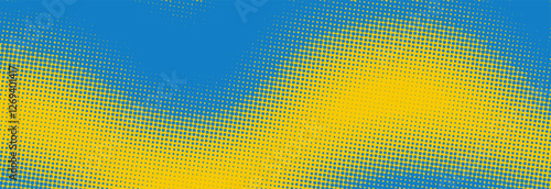 Modern blue and yellow pop art background with halftone dots design in comic style, vector illustration EPS10