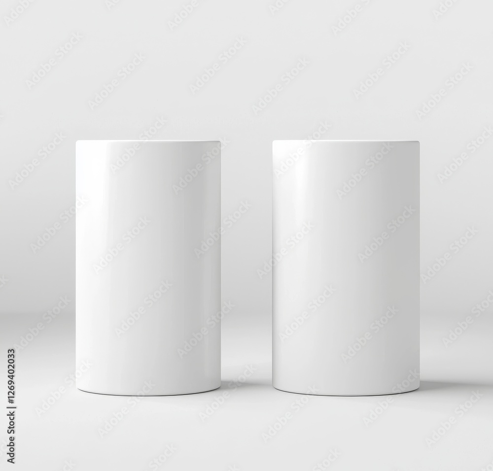 An illustration of a curved totem poster light advertising display stand in 3D. An illustration of a curved totem poster light advertising display stand in 3D.