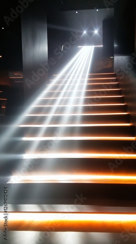 Elegant staircase with illuminated steps in a grand building