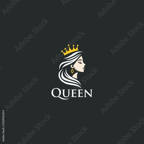 queen logo design vector illustration