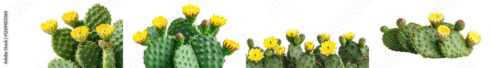 Vibrant Blooming Cactus Plant with Bright Yellow Flowers Growing in Arid Desert Landscape Colorful Succulent Botanical Nature Background Vibrant Blooming Cactus Plant with Bright Yellow Flowers Growing in Arid Desert Landscape Colorful Succulent Botanical Nature Background