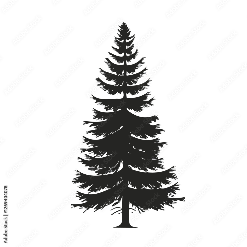 2D flat vector illustration fir tree icon isolated on a white background.
2D flat vector illustration fir tree icon isolated on a white background.