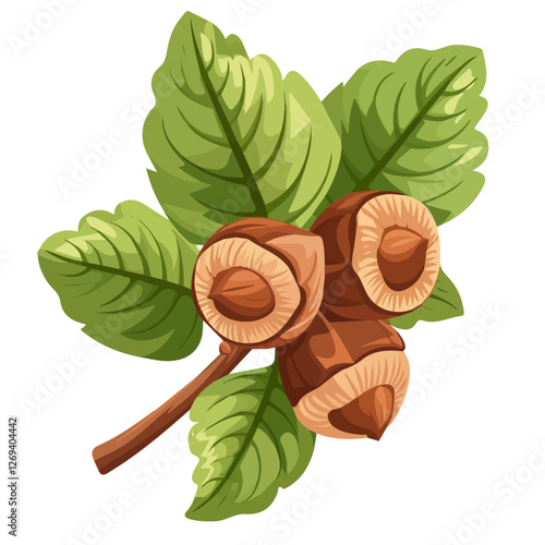 2D flat vector illustration hazelnut tree icon isolated on a white background.

