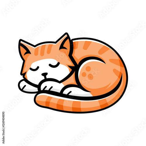 happy peaceful orange sleeping cat perfect for hotel or cafe mascot vector illustration logo design