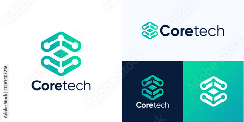 Letter C Logo with icon connected software, initial C hexagon logo tech connection network vector icon, simple modern logo design template element usable for technology logo or other business.