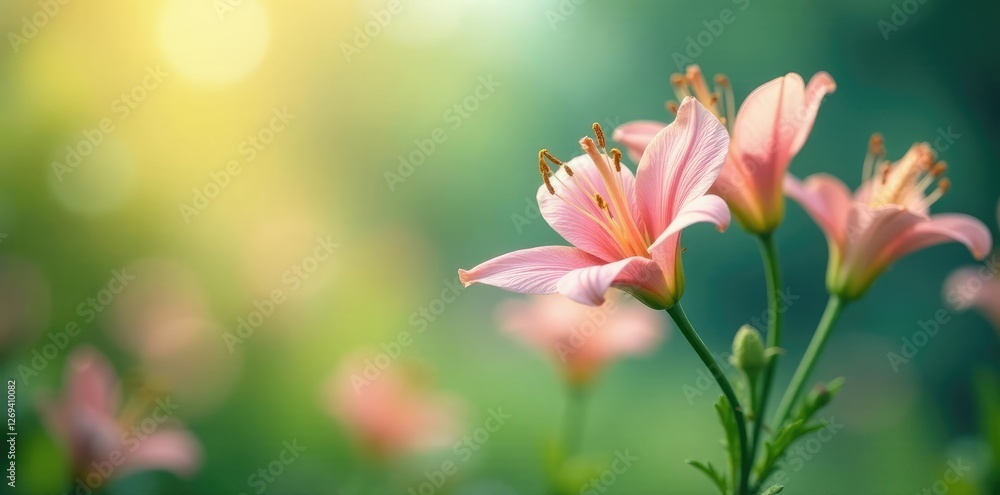 Delicate lily stems swaying gently in the breeze, flowers, stems Delicate lily stems swaying gently in the breeze, flowers, stems