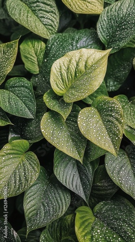Fresh green cilantro leaves glistening with raindrops in garden close-up