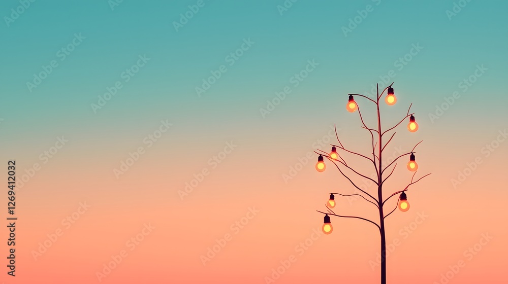 Fototapeta premium Serene sunset lighting display outdoor setting nature photography tranquil environment wide angle view aesthetic concept