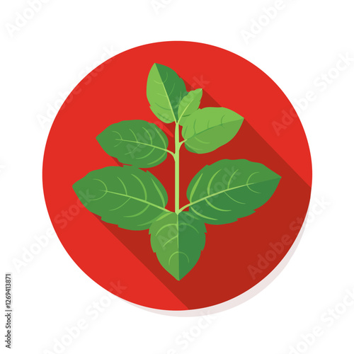 2D flat vector illustration peppermint plant icon isolated on a white background.

