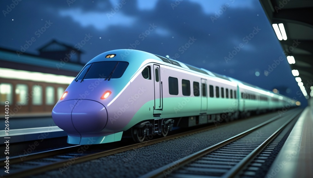 Naklejka premium train, model train, toy train, electric train, high speed train, pastel, focus, train scene, black, white, railroad tracks, station, train station, train, travel, tourism, leisure, 3d, toy, background