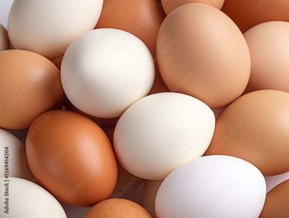 Brown and White Eggs on Gradient Background Brown and White Eggs on Gradient Background