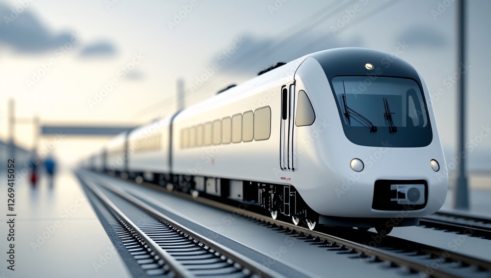 Naklejka premium train, model train, toy train, electric train, high speed train, pastel, focus, train scene, black, white, railroad tracks, station, train station, train, travel, tourism, leisure, 3d, toy, background