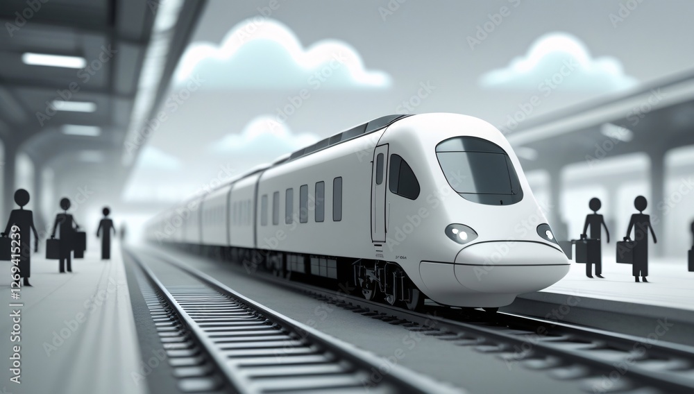 Fototapeta premium train, model train, toy train, electric train, high speed train, pastel, focus, train scene, black, white, railroad tracks, station, train station, train, travel, tourism, leisure, 3d, toy, background