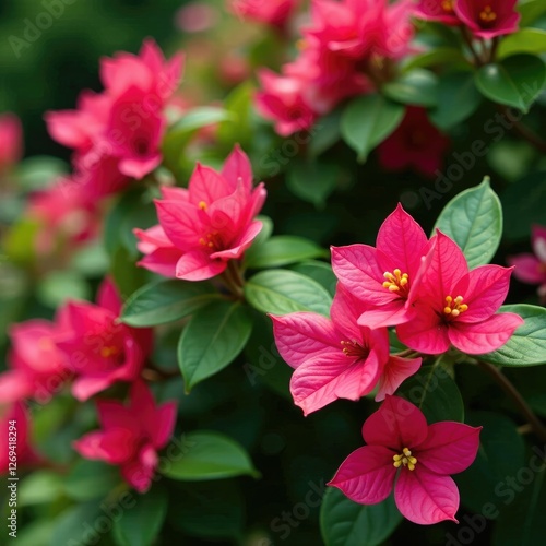 Pisonia Bougainvillea glabra Ti plant with flowers and foliage, pionsonia, foliage photo