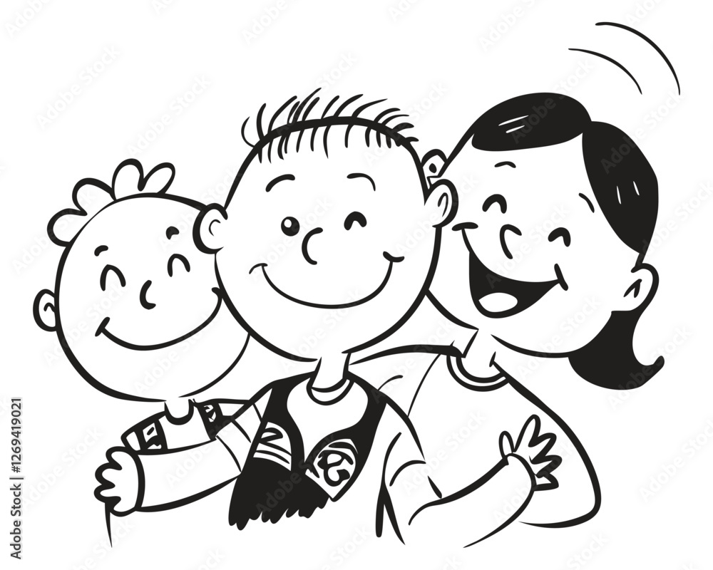 Happy Family Doodle Art Vector Illustration Happy Family Doodle Art Vector Illustration