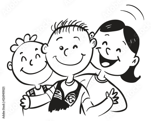 Happy Family Doodle Art Vector Illustration