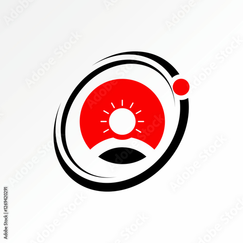 Logo design graphic concept creative premium vector stock image top sell simple smart brain human silhouette close up on cut swoosh ellipse 360 degree