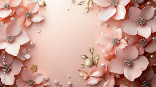 Soft pink petals and elegant fabric create serene decor in a delicate design ...