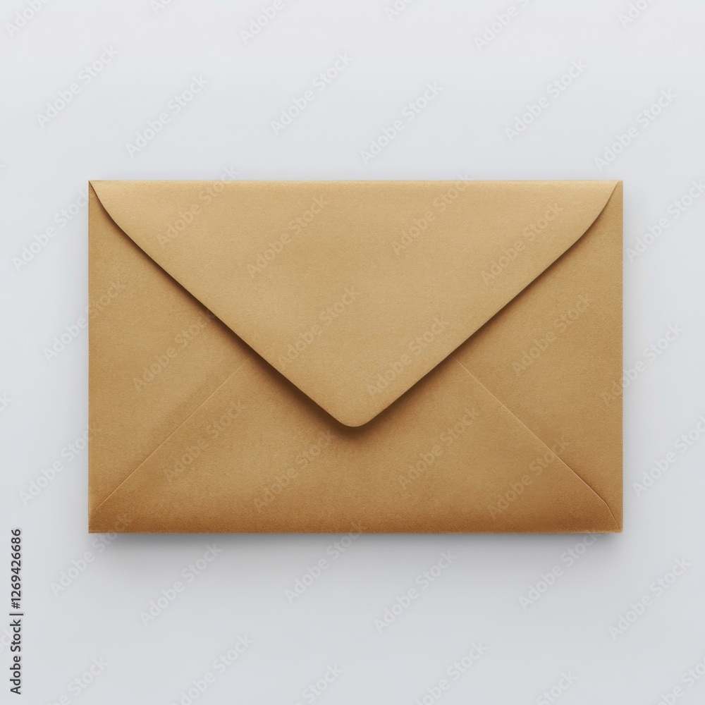 A closed brown envelope with a pointed flap, resting on a light background, showcasing a simple and elegant design. A closed brown envelope with a pointed flap, resting on a light background, showcasing a simple and elegant design.