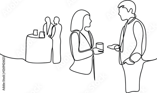 Networking Event Business Professionals Connecting at Trade Show Booth