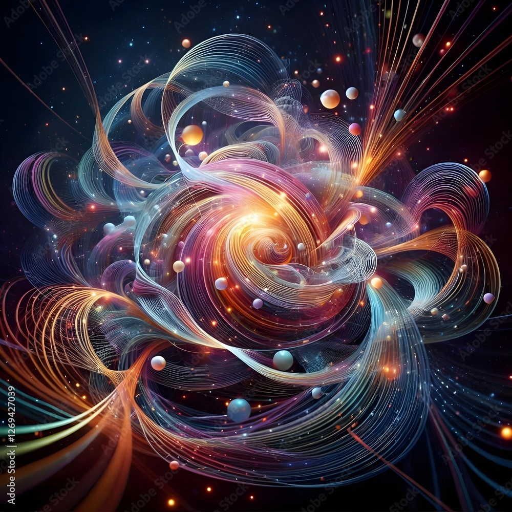 Obraz premium Luminous Abstraction: A Dance of Colors and Light in the Infinite Unknown