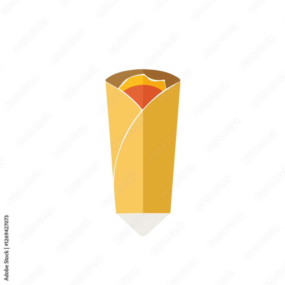 Burrito, 2D flat vector illustration, isolated on a white background.
Burrito, 2D flat vector illustration, isolated on a white background.