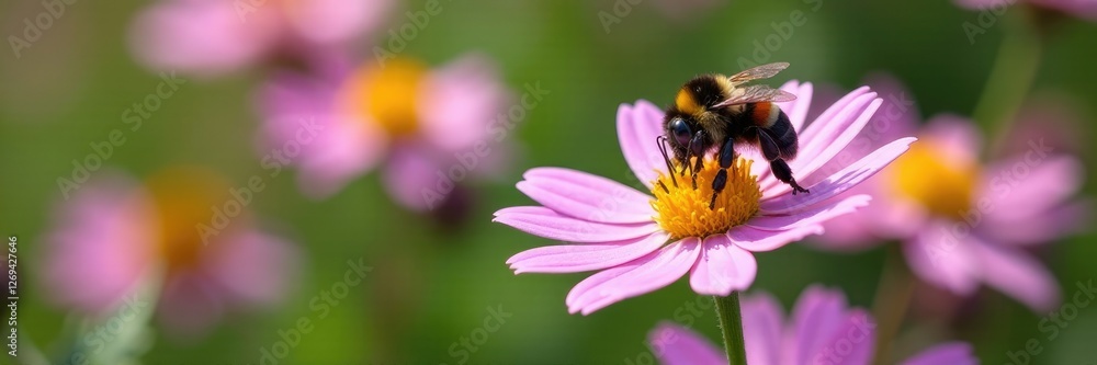 Bumblebee collecting nectar from globe daisy Globularia cordifolia L, bees, bee Bumblebee collecting nectar from globe daisy Globularia cordifolia L, bees, bee